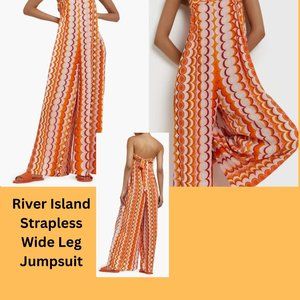 BRAND NEW - River Island Strapless Wide Leg Jumpsuit